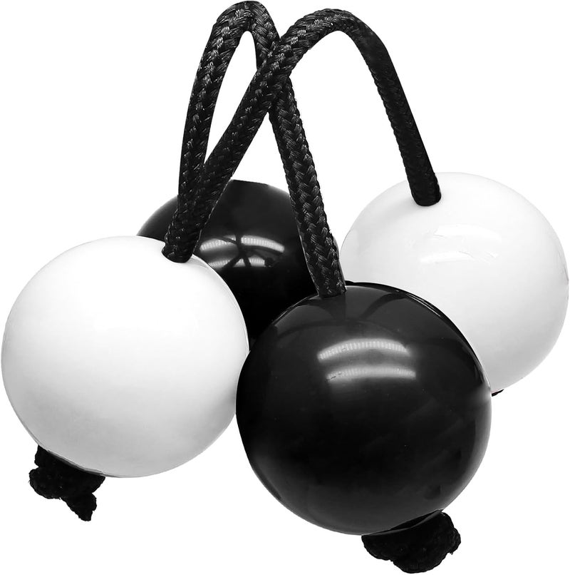 Jersvimc 2 Pair Aslatua Shakers Kashaka Shaker Instrument, African Rhythmic Ball Hand Percussion Musical Black & White Shaker Balls for Adults - Image 2